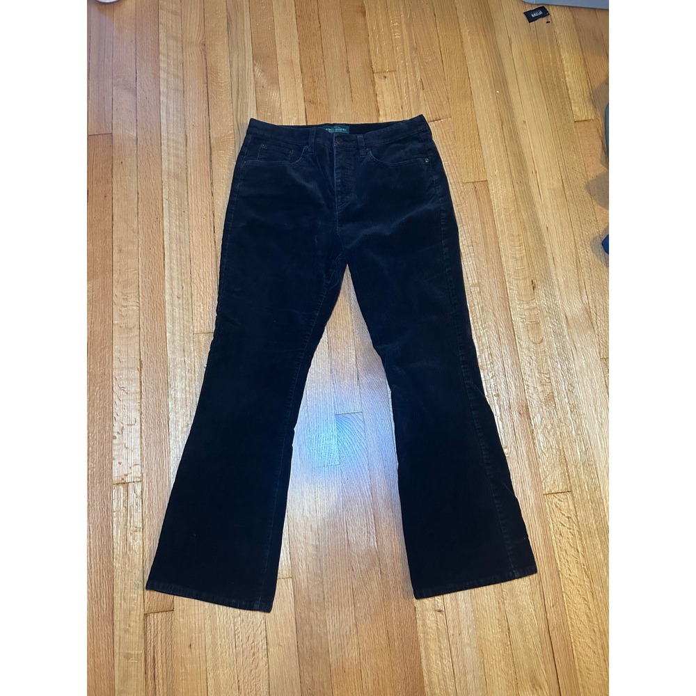 Lauren Ralph Lauren Black Corduroy Bootcut Pants Womens 12 Stretch Mid Rise